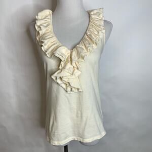 Lauren Ralph Lauren Cream Ruffle Sleeveless Blouse Sz Small